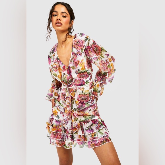 Floral Ruffle Mini Dress - Picture 2 of 3